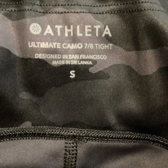 ATHLETA Ultimate 7/8 Tight Legging Camo Black Gray Size Small #531773 - Picture 8 of 14